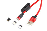 Магнитен USB кабел с Lightning, USB-C и micro-USB накрайници