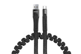 Спирален USB към micro USB кабел 120 см