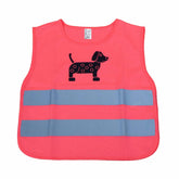 Pink refleksvest til børn med hundemotiv