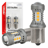 Orange LED-pære med BAU15S/PY21W-sokkel