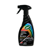 Turtle Wax Hybrid Jet Black Spray Polish bottle, ideal for achieving flawless black finishes.