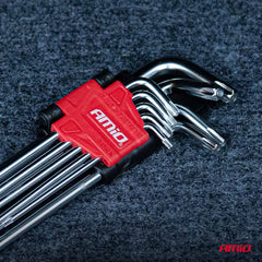 Дълги Torx ключове с централен отвор в различни размери
