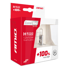 H1 halogenpærer 12V 55W LumiTec Silver