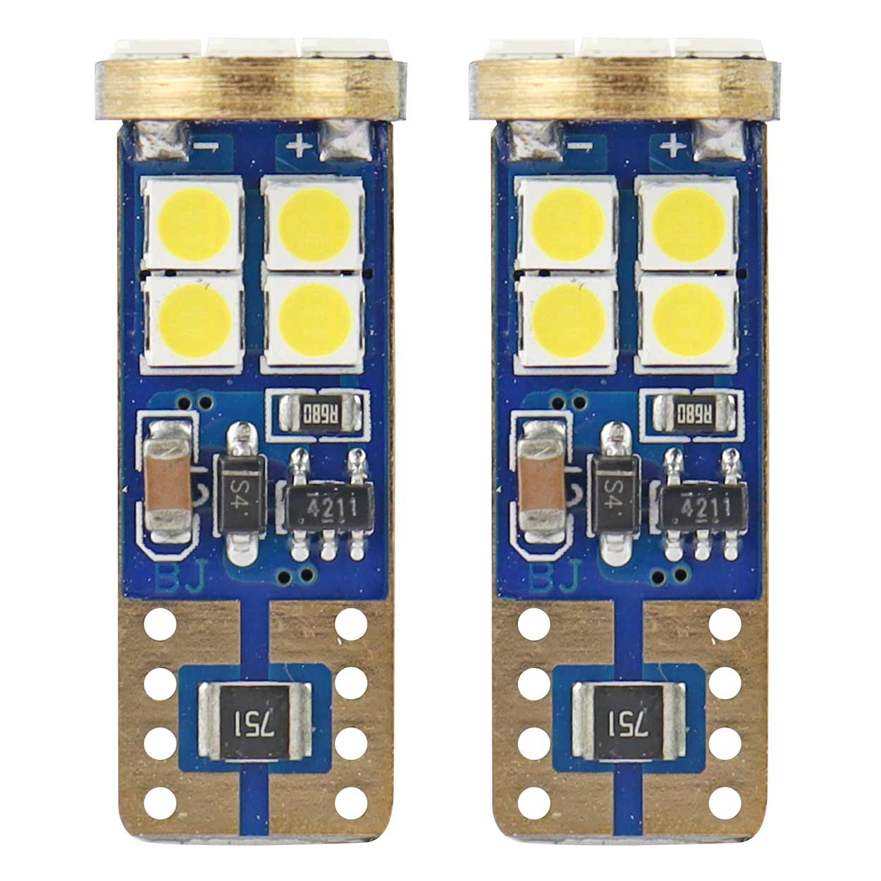 LED-pære T10e W5W med CANBUS og 12 SMD 2835-dioder