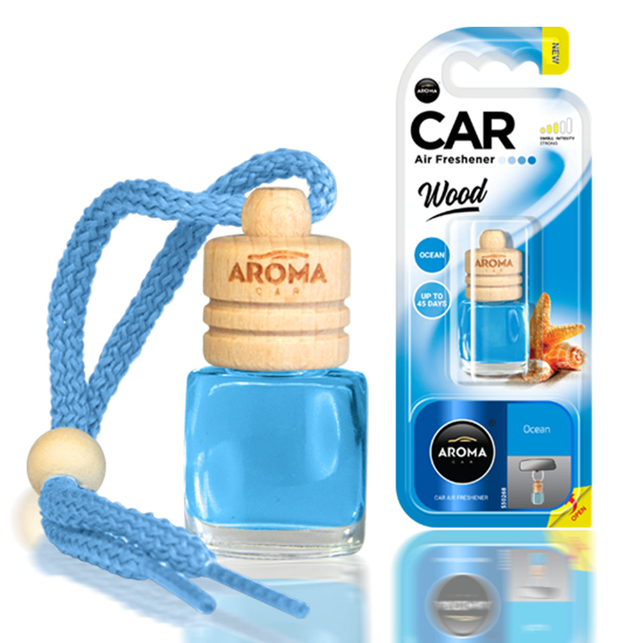 Aroma Car Wood Ocean ароматизатор за кола със стъклено шишенце и дървена капачка