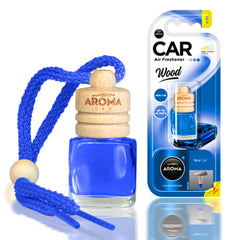Aroma Wood New Car ароматизатор за кола с дървена капачка и стъклено шишенце