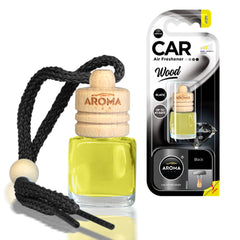 Ароматизатор за кола Aroma Wood Black със стъклено шишенце и дървена капачка