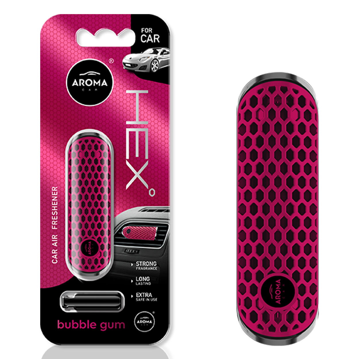 Ароматизатор за кола HEX Bubble Gum от полимер за вентилационната решетка на автомобила
