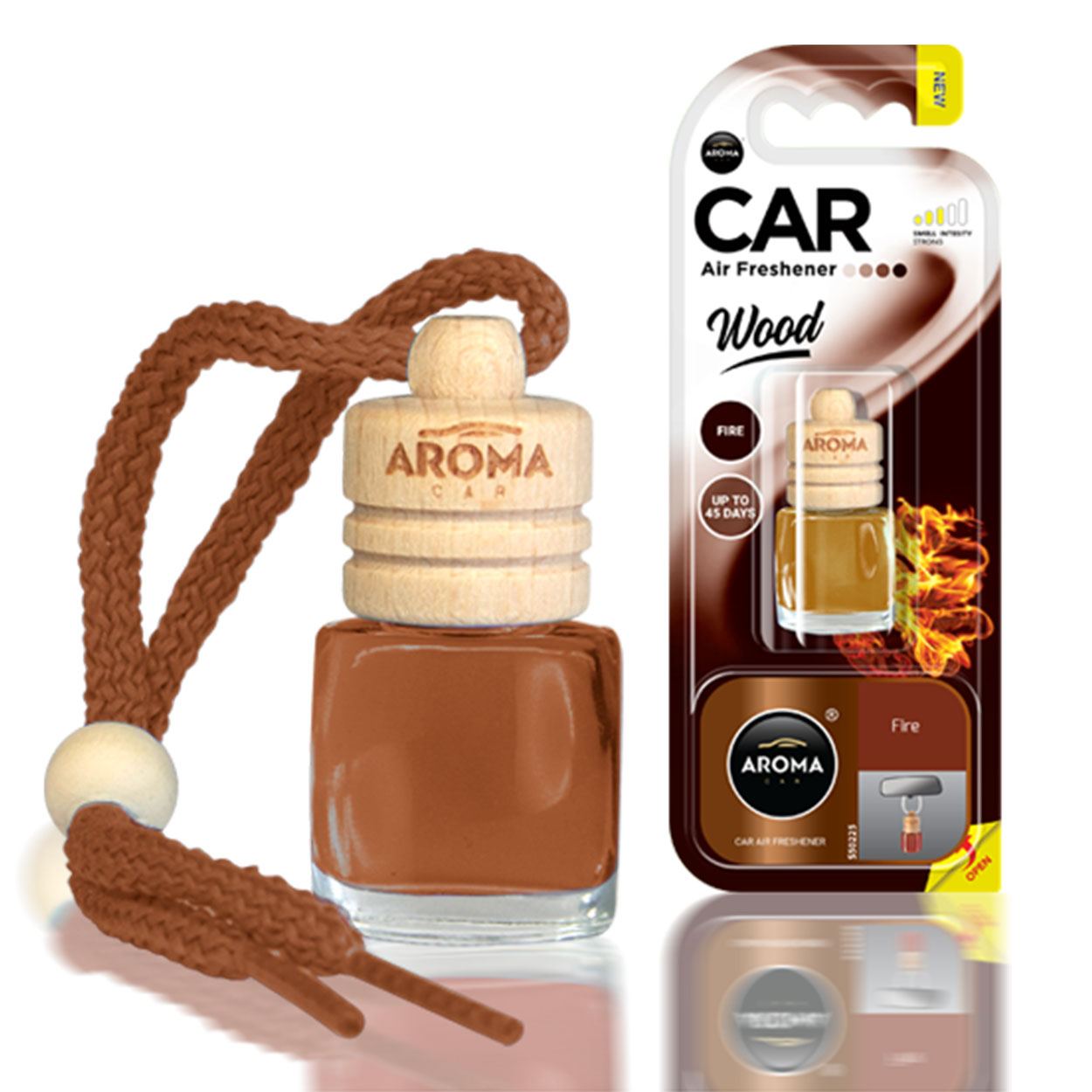 Ароматизатор за кола Aroma Wood Fire с стъклено шишенце и дървена капачка