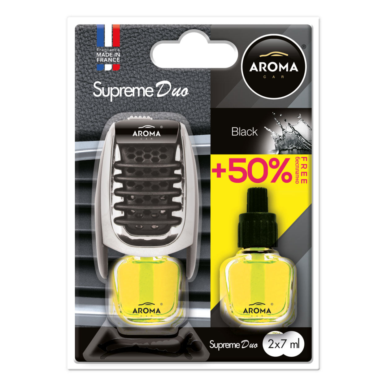 Supreme Duo Black автомобилен ароматизатор за въздуховод
