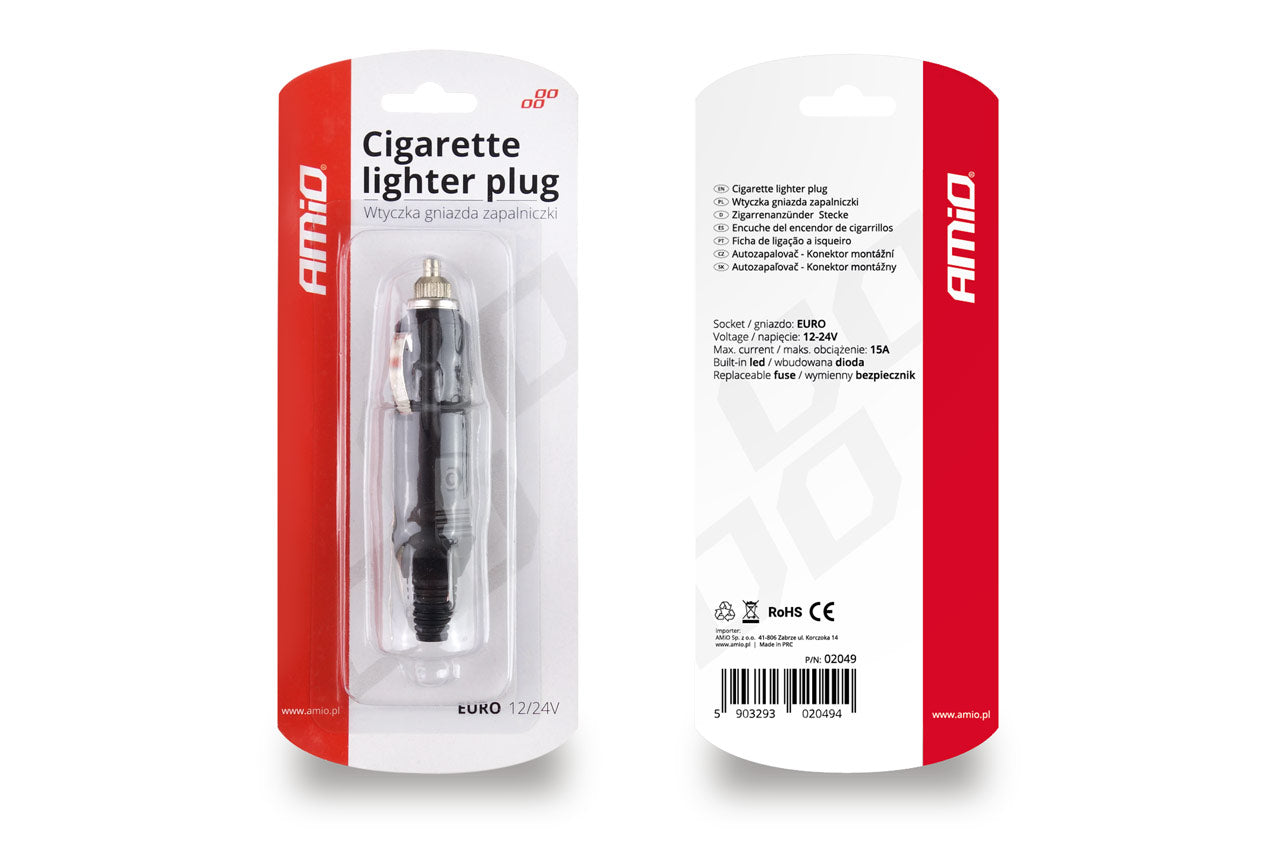 Detalje af EURO cigaretstik med LED og sikring
