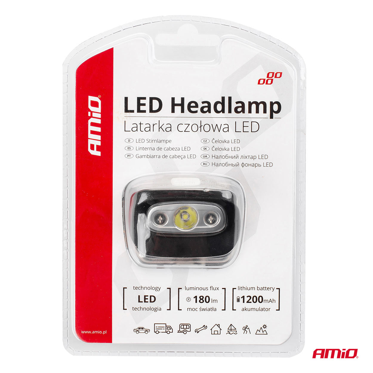 Genopladelig LED-pandelampe med USB-kabel