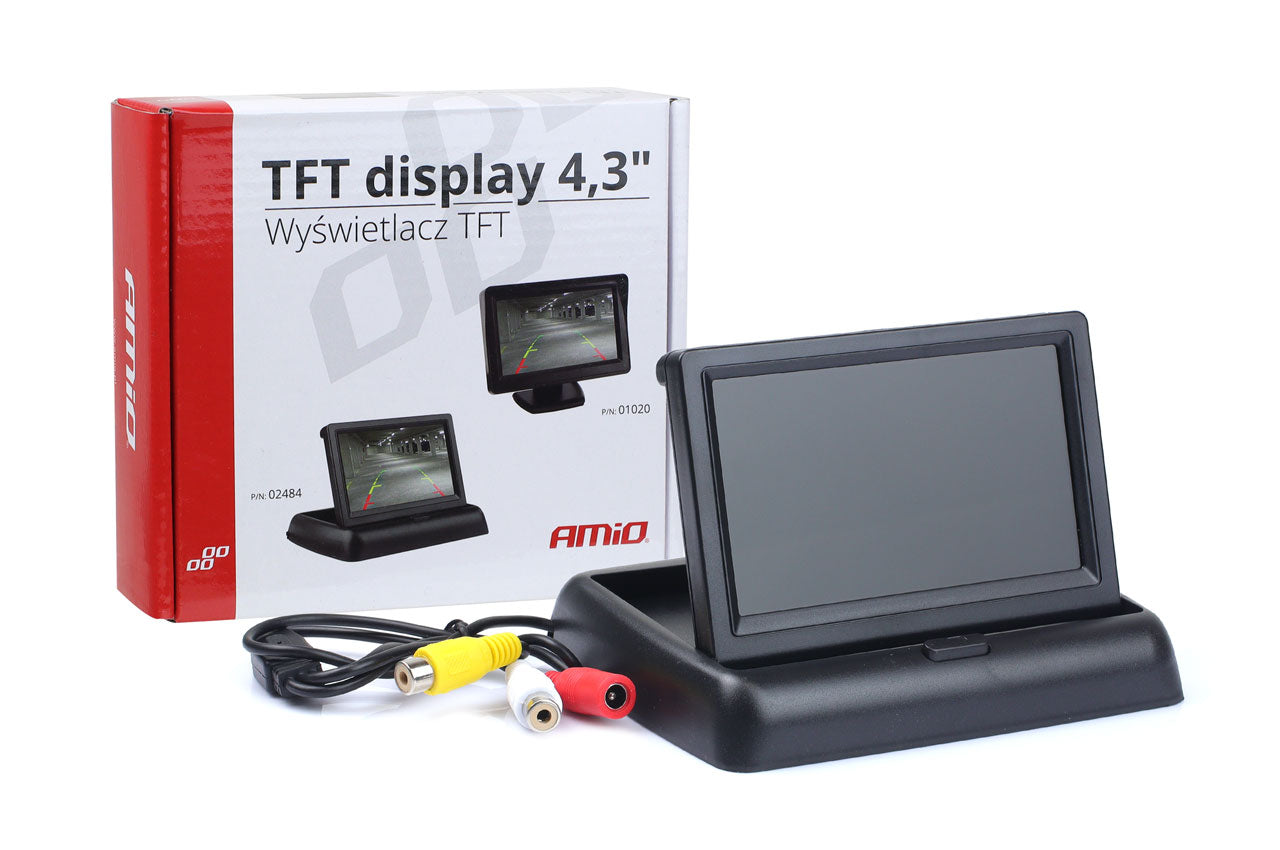 Foldbar 4,3 tommer TFT-skærm med to videoindgange