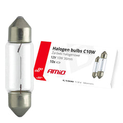 Халогенни крушки C10W с цокъл festoon 36 мм, 12 V и 10 W, 10 бр.
