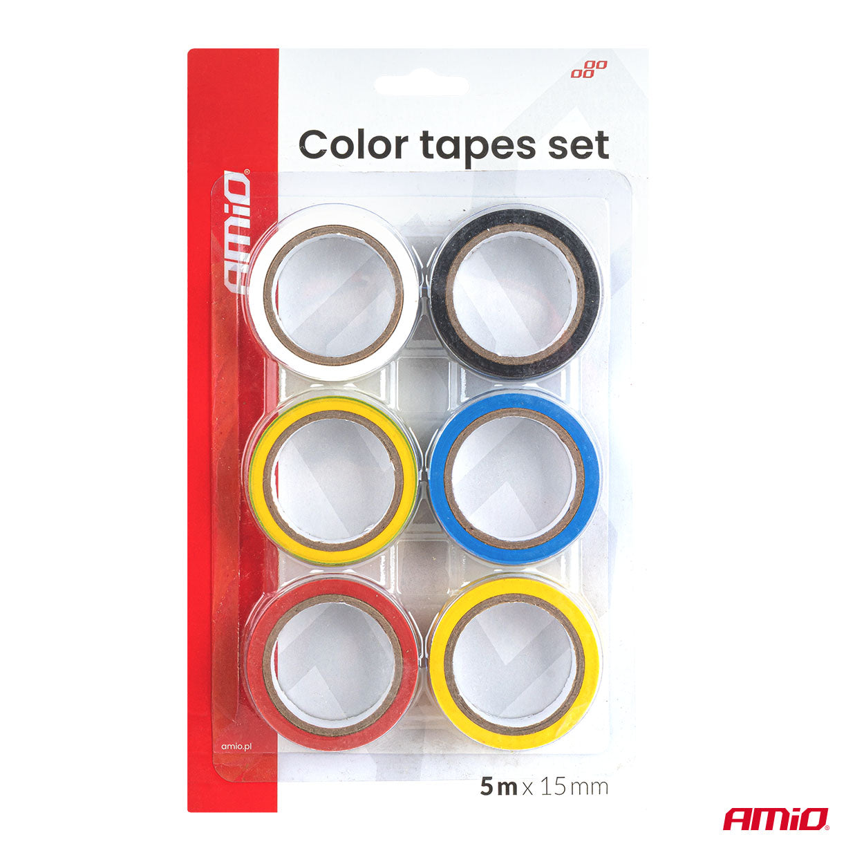 Farvet PVC-tape i 6 ruller