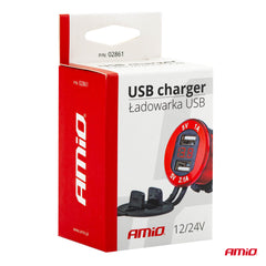 USB-oplader med voltmeter og rød belysning