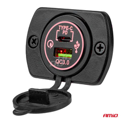 Detalje af USB-oplader med to porte