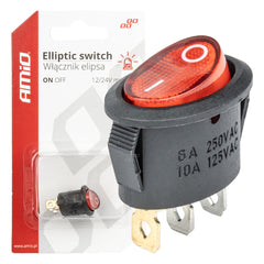 Elliptisk kontakt til 12 V/230 V med rødt lys