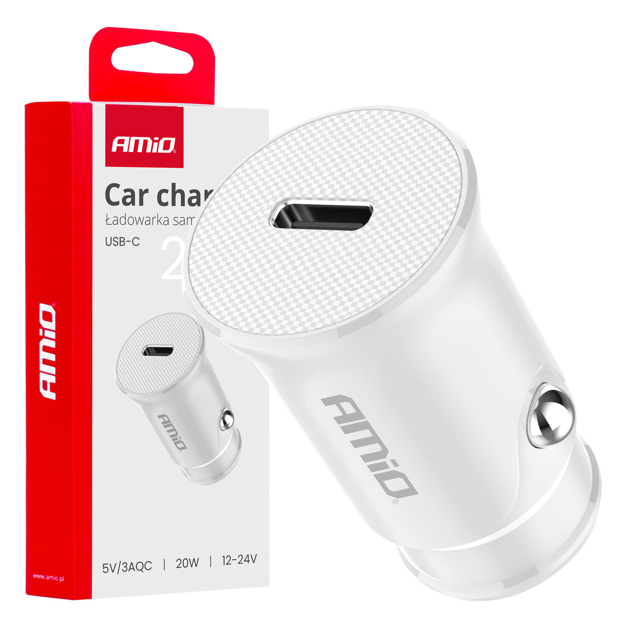 Hvid USB-C billader med 20 W effekt