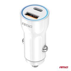 USB-billader med USB-A og USB-C set fra siden