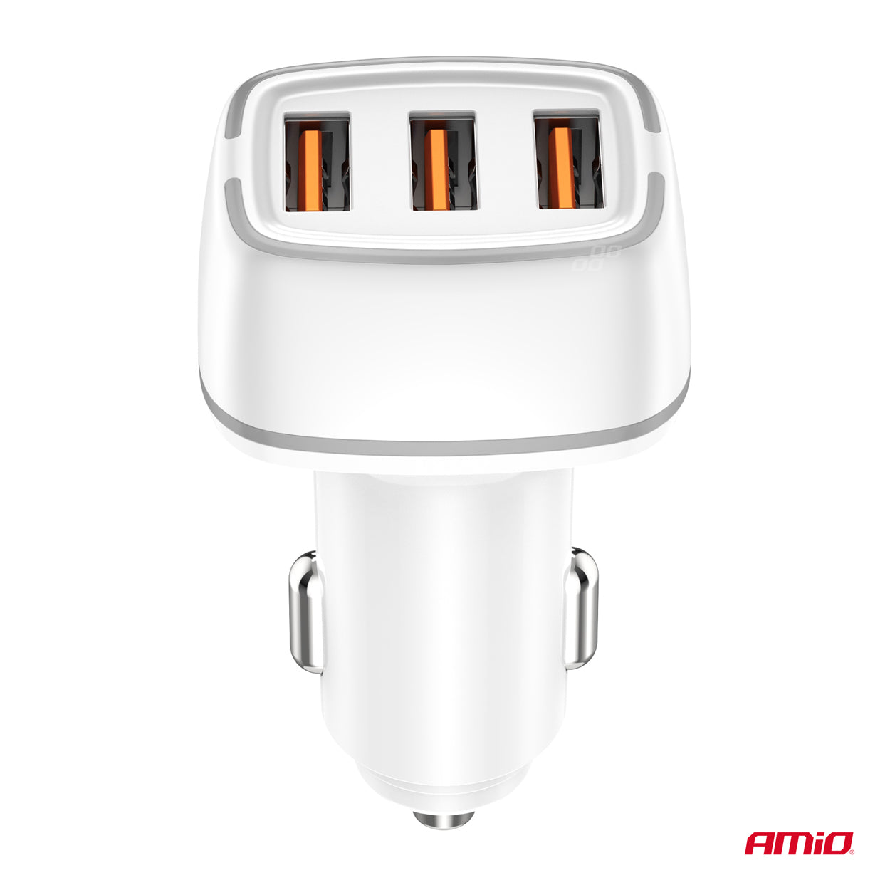 Kompakt hvid billader med tre USB-porte