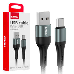 USB-A til USB-C kabel 3A 200 cm FullLINK