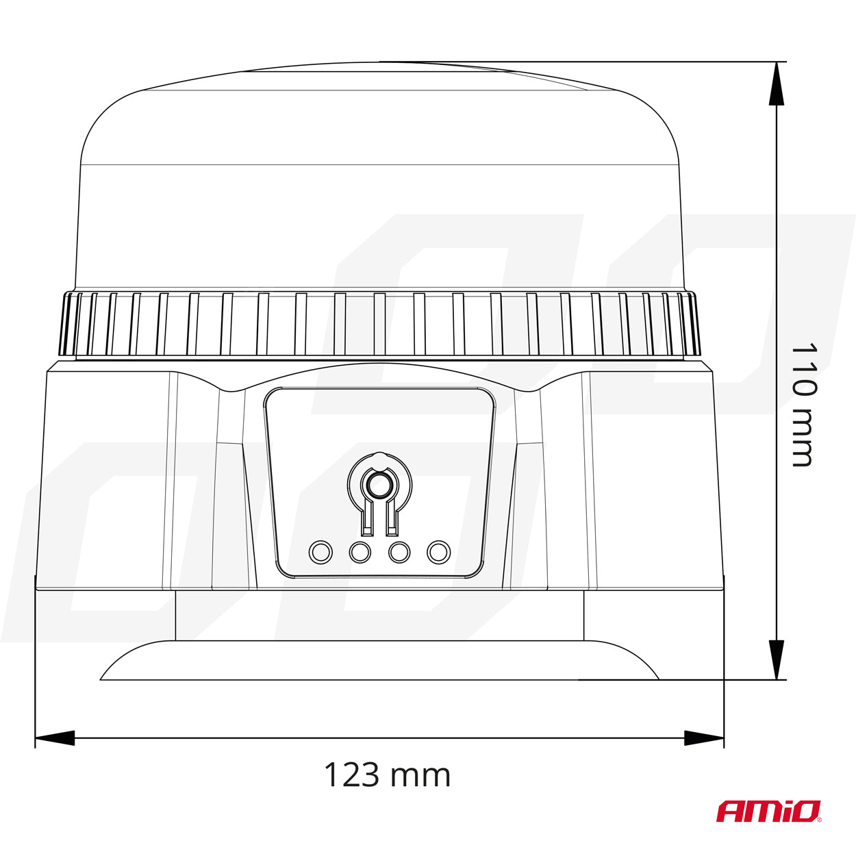 LED-advarselslampe med diameter på 123 mm