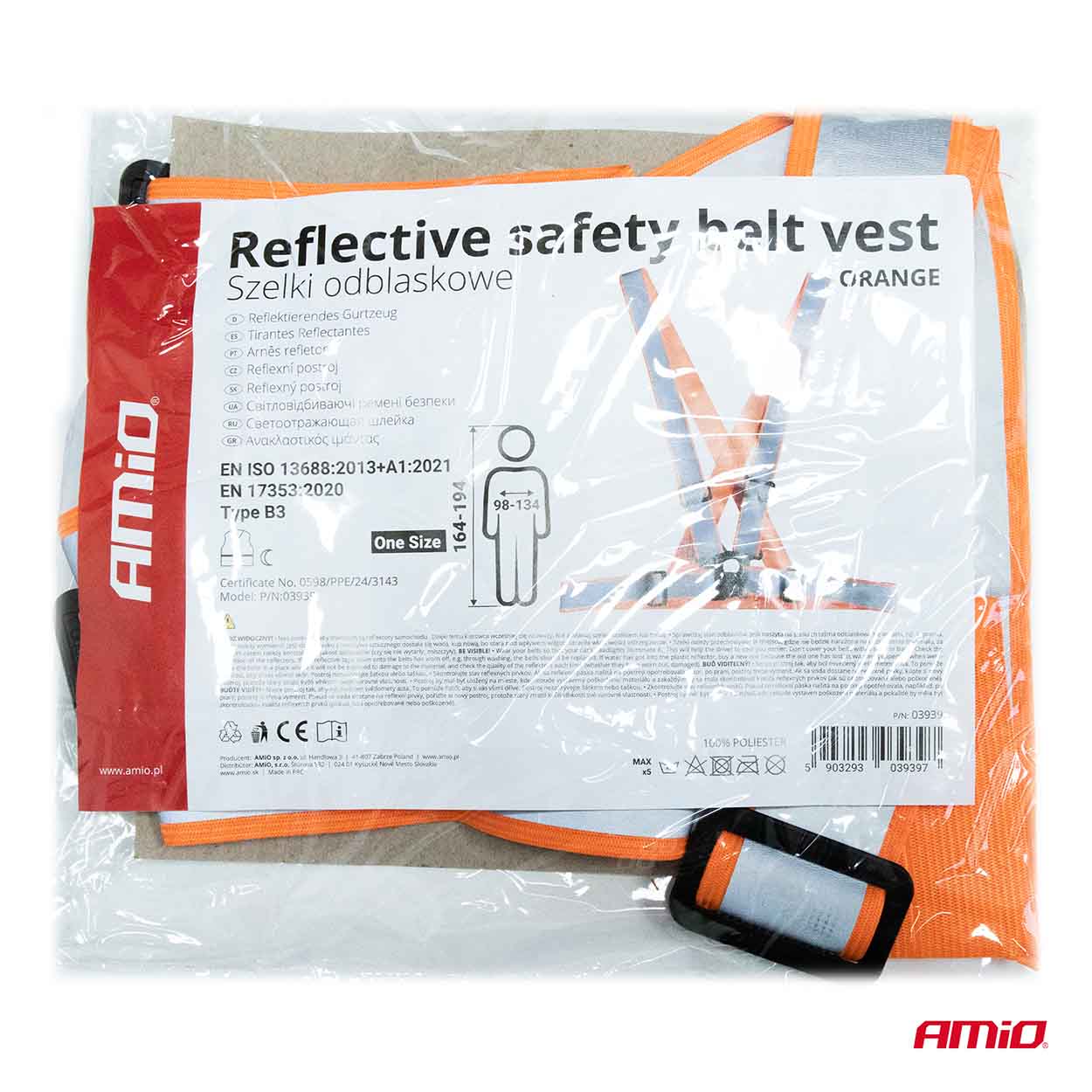 Orange refleksvest med elastiske stropper