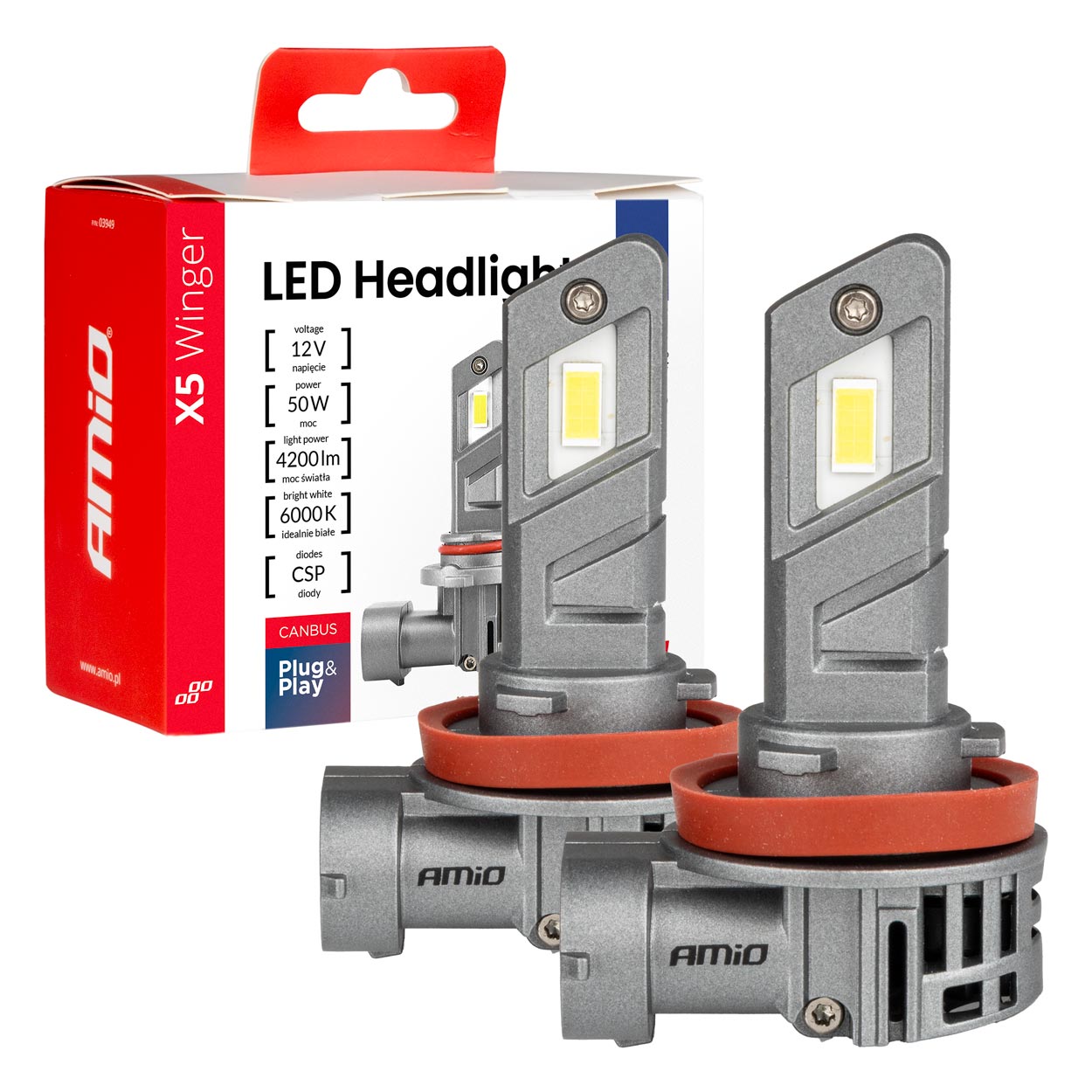 LED-pærer H8 H9 H11 med 6000K lys