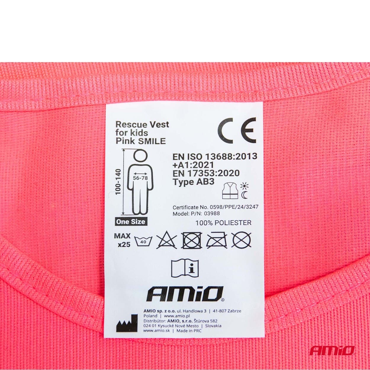 Pink refleksvest til børn med reflekterende striber