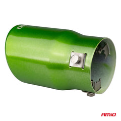 Grøn udstødningstip i rustfrit stål set fra siden