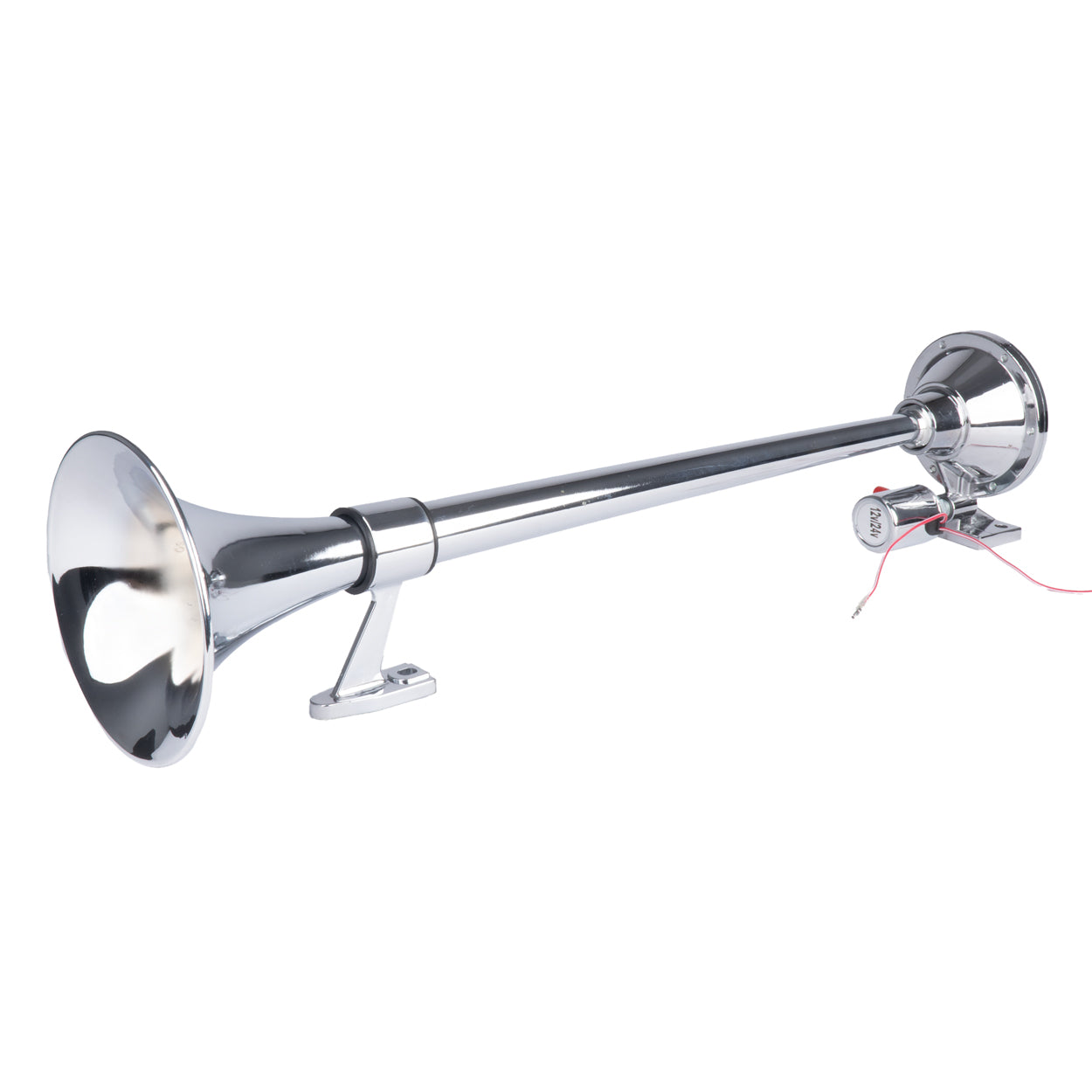 Fanfarehorn på 640 mm i krom til 12-24 V
