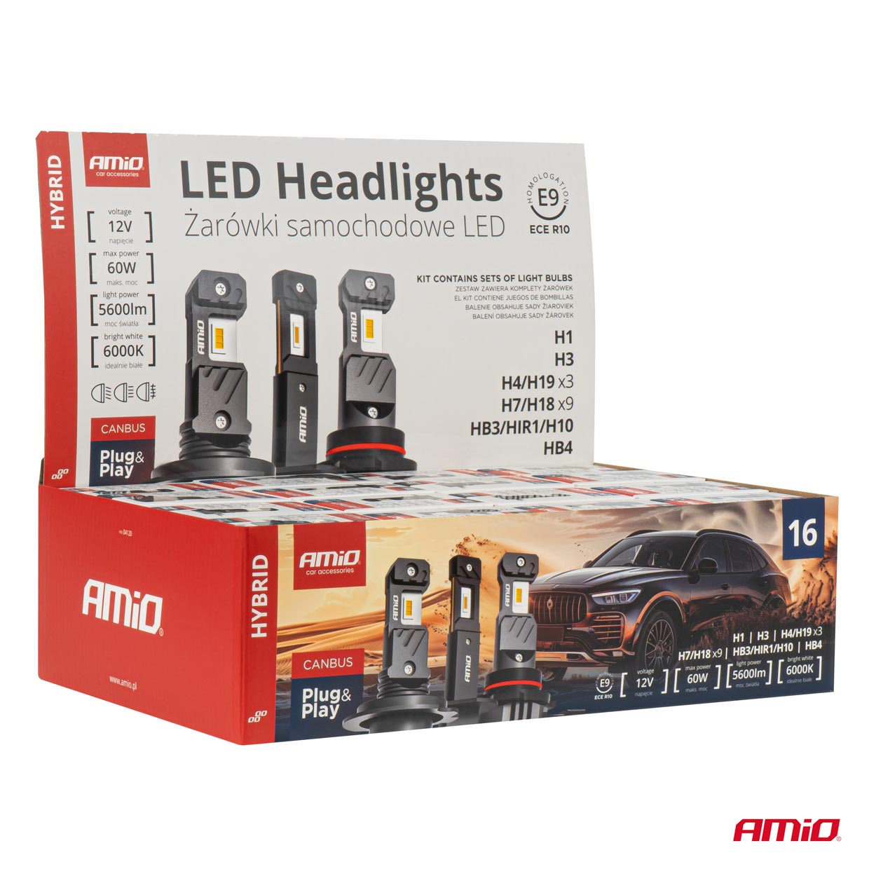LED-pærer til H1, H3, H4 og H7 forlygter