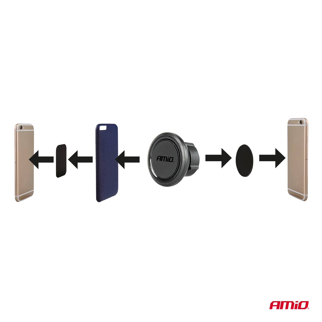 Magnetisk mobilholder med dobbeltklaebende tape
