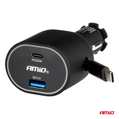 USB-billader til bil med USB-C- og USB-A-udgang