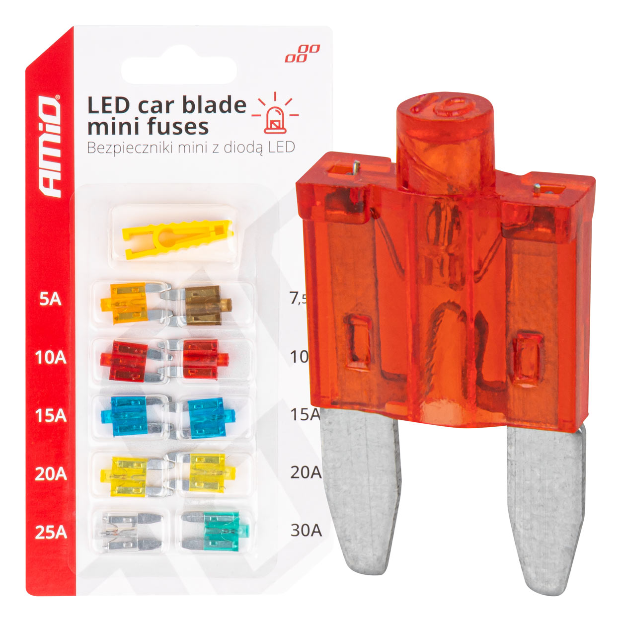 LED-minisikringer til bil, 10 stk.