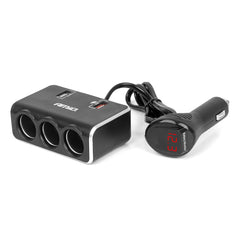 3-dobbelt cigarettænderstik med USB QC 3.0 og digitalt display