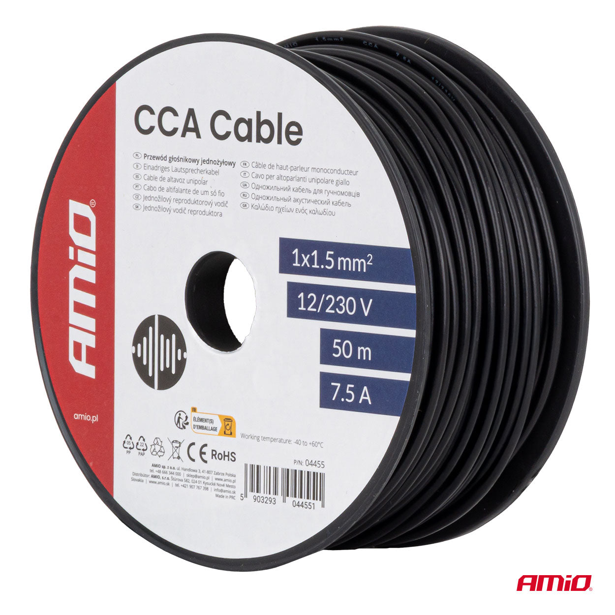 CCA-kabel med fleksibel sort isolering