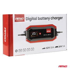 Digital 10 A batterilader til 12/24 V