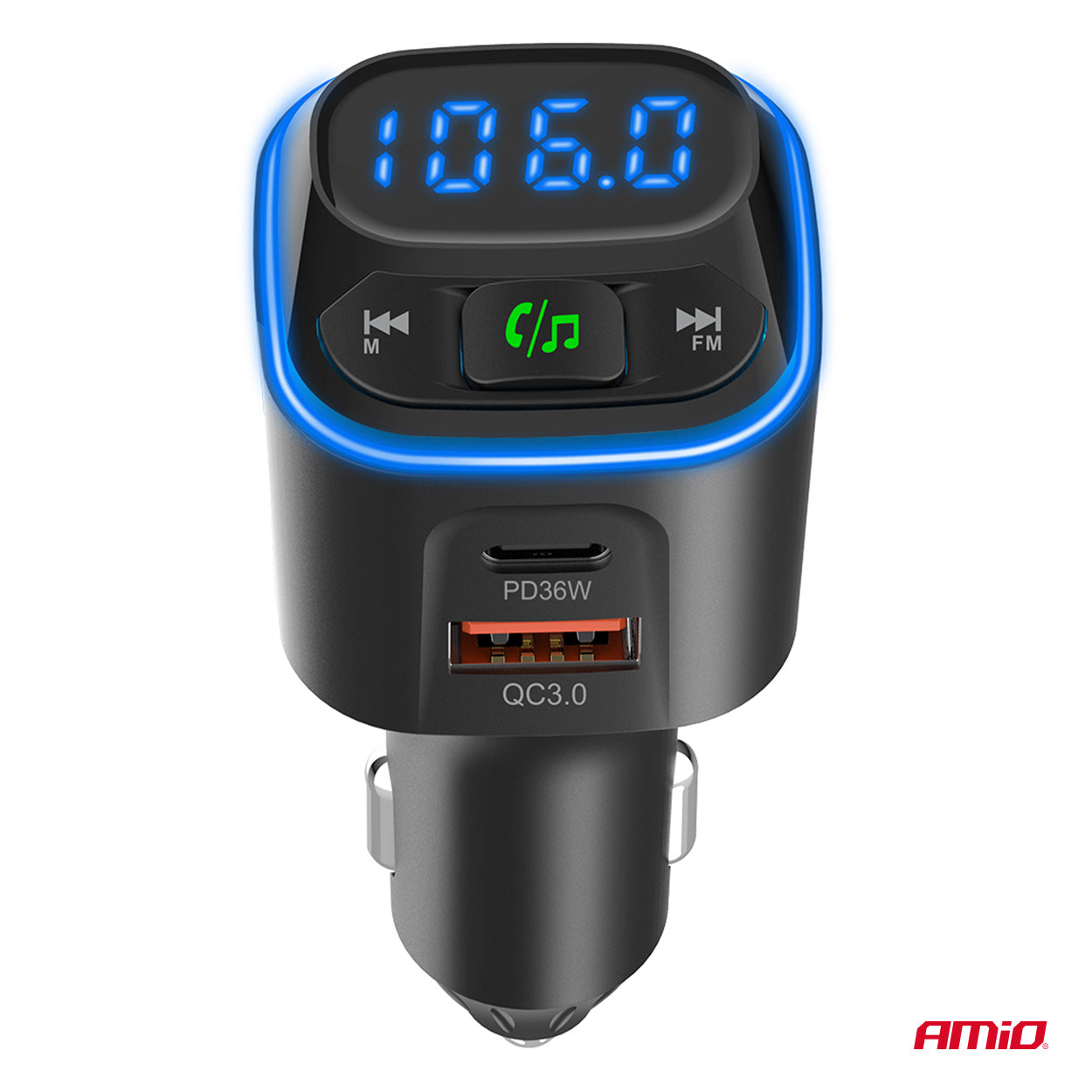 FM-transmitter med fysisk kontrolknap