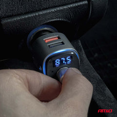 FM-transmitter med drejeknap og USB-A-porte