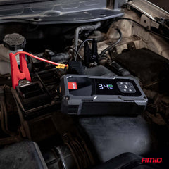 Jumpstarter med 12 V starthjælp og indbygget kompressor
