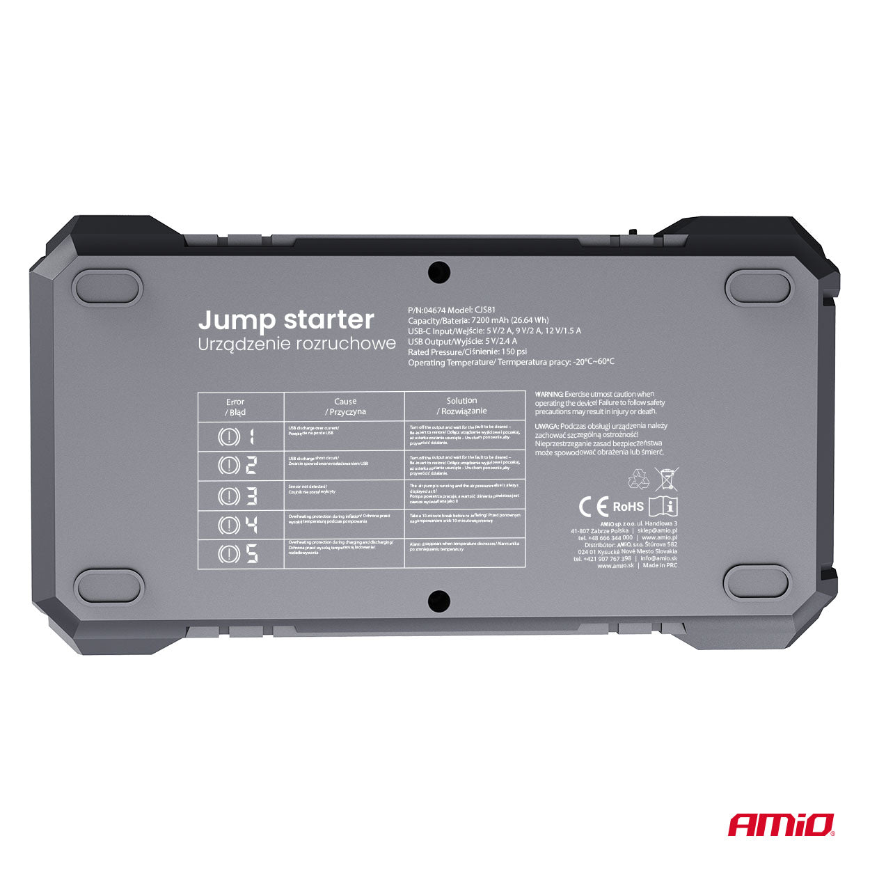 Multifunktionel jumpstarter med powerbank-funktion