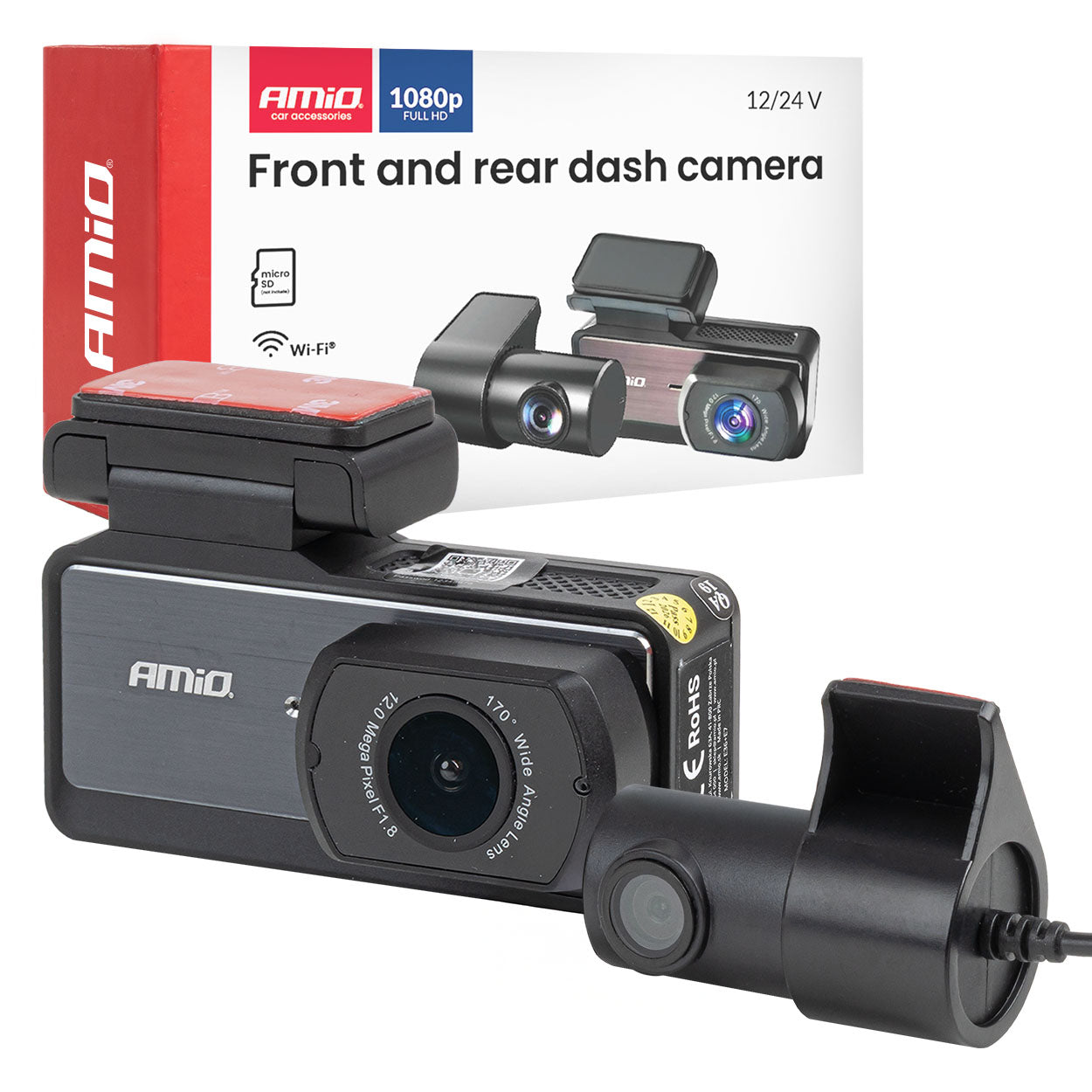 Dashcam med front- og bagkamera i 1K med WiFi og 2,99 tommer skærm
