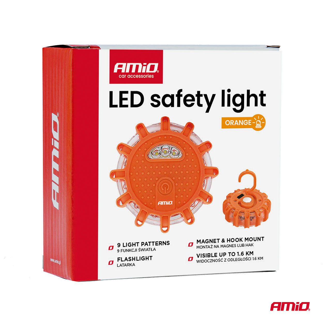LED-advarselslampe med orange og hvidt lys