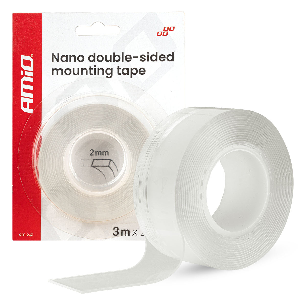 Genanvendelig transparent dobbeltsidet nano-montagetape 20 mm x 3 m