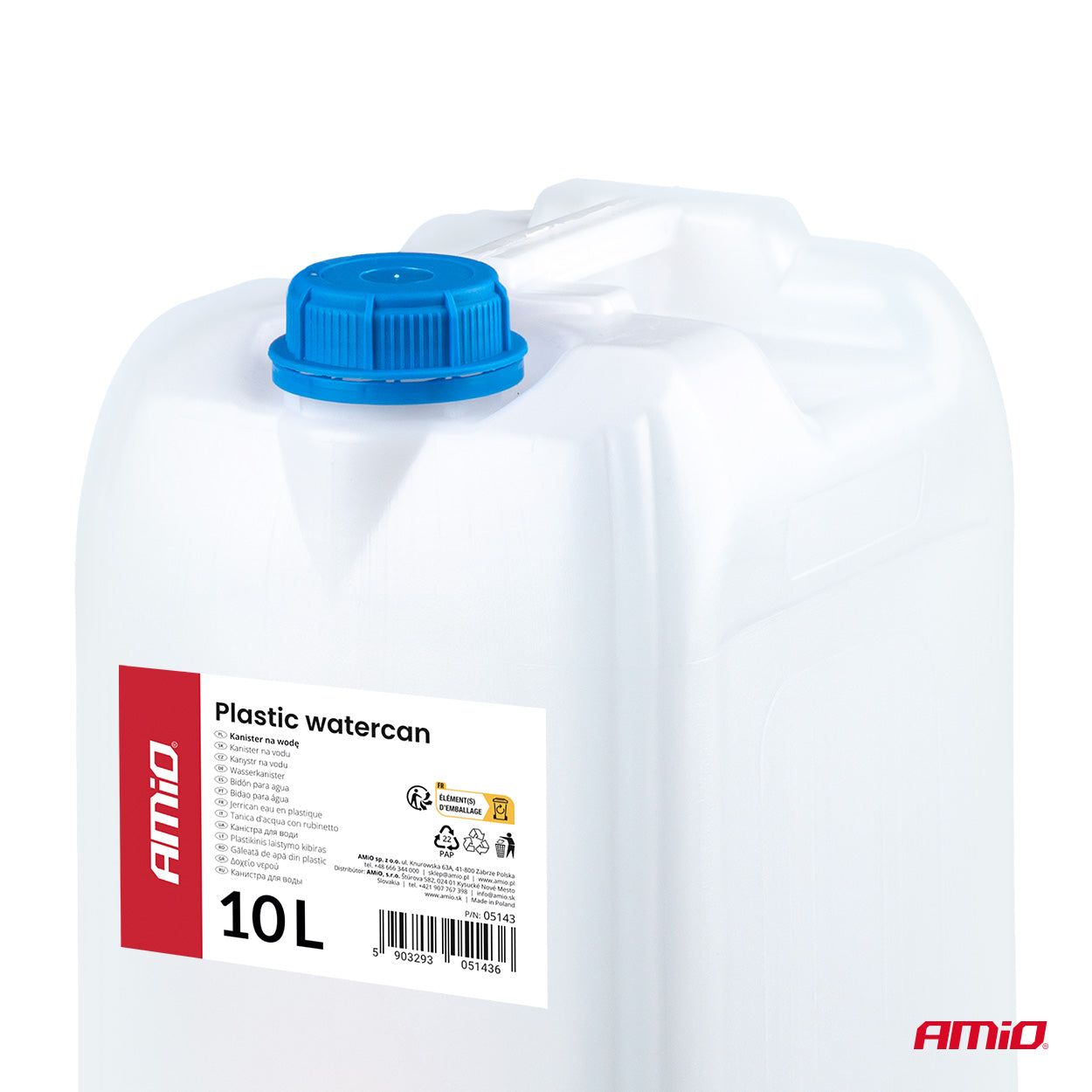 10 liters vanddunk i hvid plast