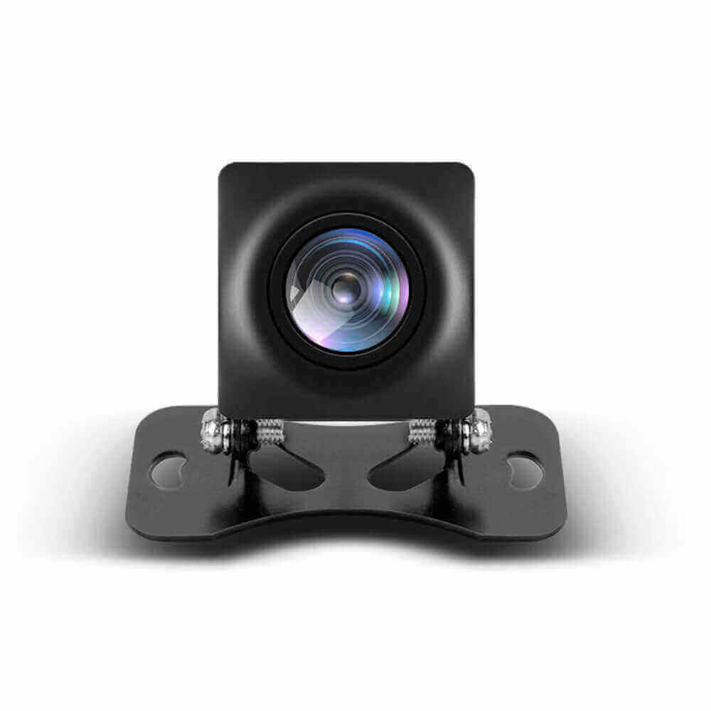 Prøve Produkt - close-up of a camera lens mounted on a black base, showcasing its clear optics.