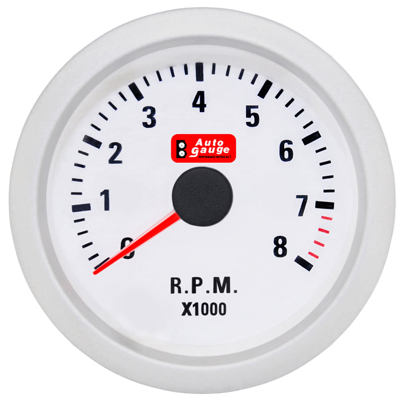 Оборотомер бял 2 инча Auto Gauge