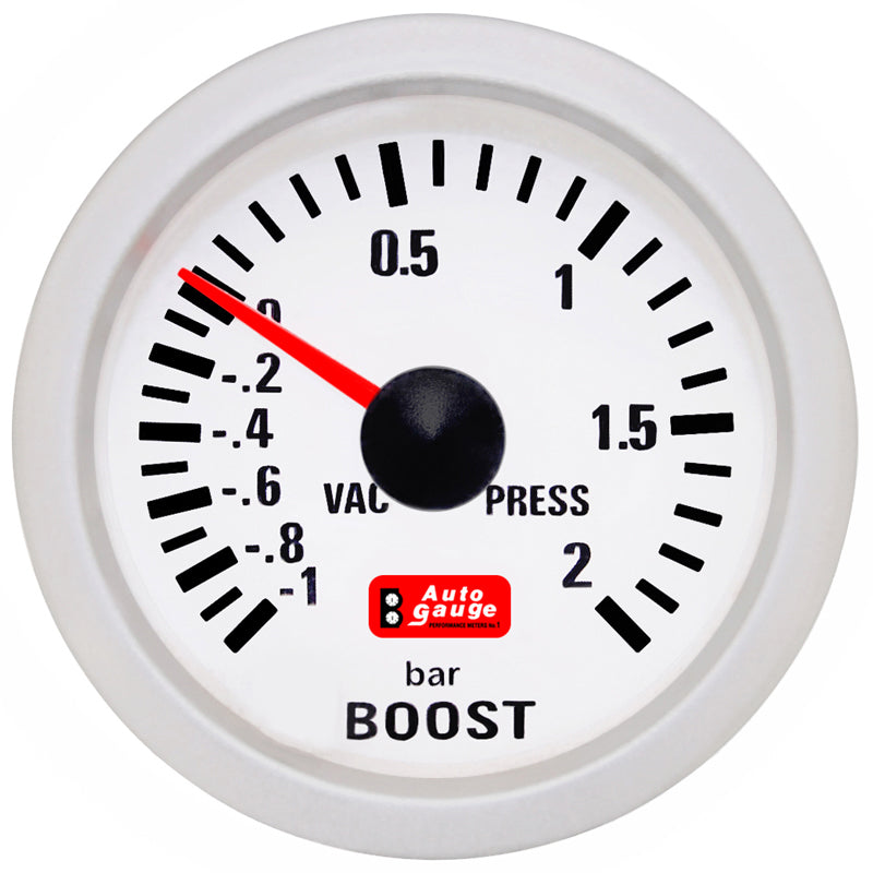 Бял 2-инчов барометър Auto Gauge